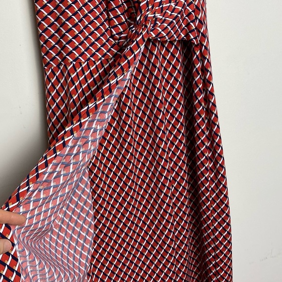 Banana Republic Factory Red Print Twist Faux Wrap Dress Women's Size M - Picture 9 of 14